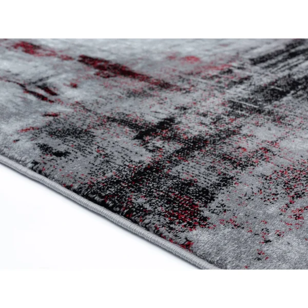 Samos Collection Gray/Red Contemporary Polypropylene Area Rug - 7&9x22 x 10&9&&