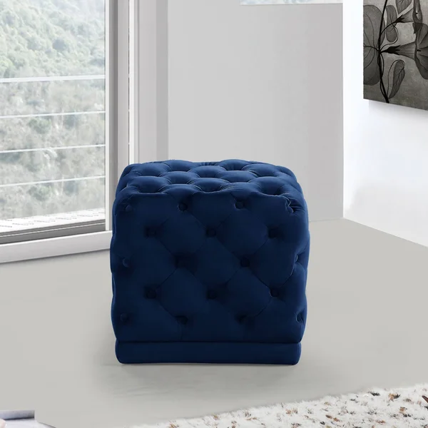 Meridian Furniture 137Navy Stella Navy Velvet Ottoman & Stool