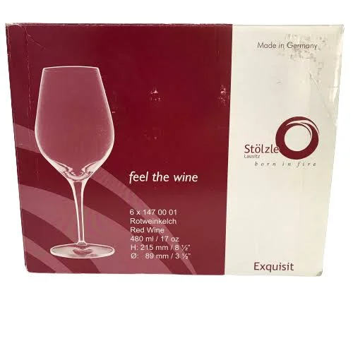 St鰈zle Set of 6 Red Wine Glasses Large 480ml Lead Free Crystal