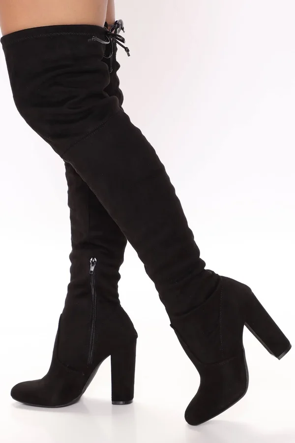 Womens It&s My Time Over The Knee Boots in Black Size 5.5 by Fashion Nova