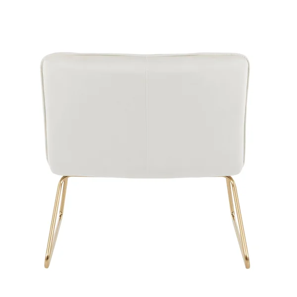 LumiSource Casper Accent Chair Cream Velvet Gold Metal