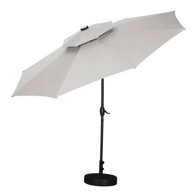 Muir 10& x 10& Octagpn Lighted Beach Umbrella Arlmont & Co. Fabric Color: Khaki