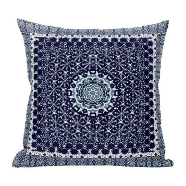 Amrita Sen Designs Holy Tie Die Flower Suede Zippered Pillow W Insert in Sea Green Red 16 x 16