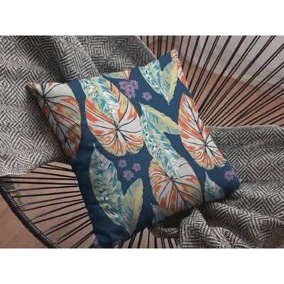 Tropics Suede Blown and Closed Pillow Light Green and White on Purple Bayou Breeze Color: Orange/Dark Blue, Size: 28x22 x 28
