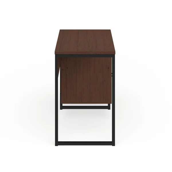 Lancaster Home Rustic Coffee Wood Grain Finish Computer Desk with Metal Frame, Size: Medium, Black