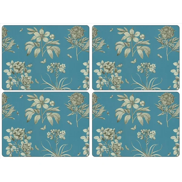 Pimpernel Sanderson Etchings and Roses Blue Placemats - Set of 4