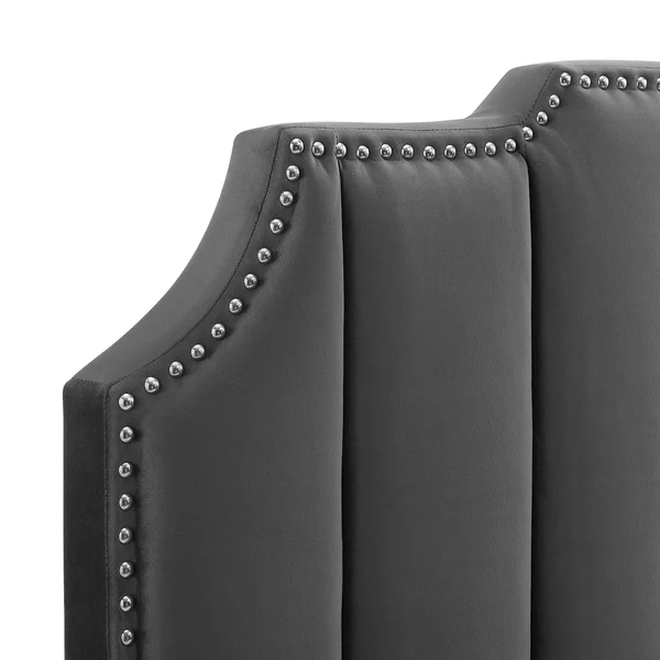 Rosalind Performance Velvet Twin Headboard Light Gray Modway