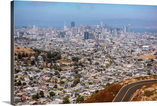 San Francisco City Skyline from Twin Peaks - California, Canvas Wall Art, 48x32, Great Big Canvas
