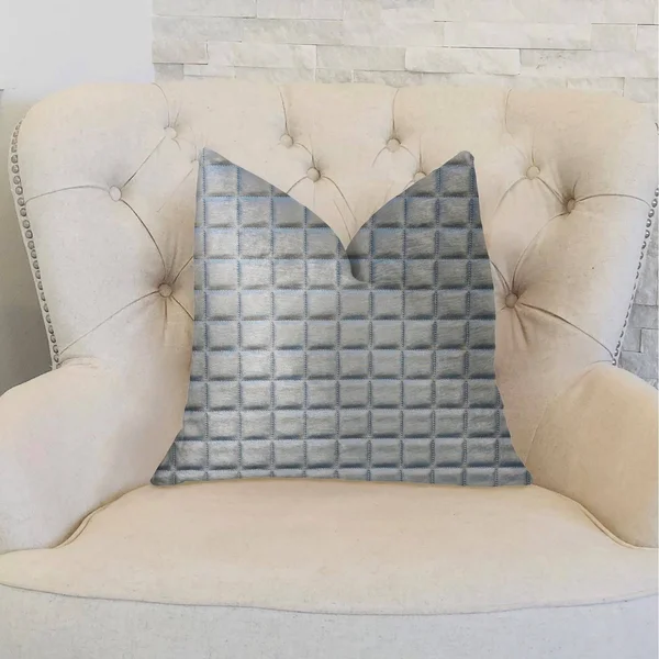 Plutus Silverton Silver Artificial Leather Luxury Throw Pillow - Size: 22x22 x 22x22