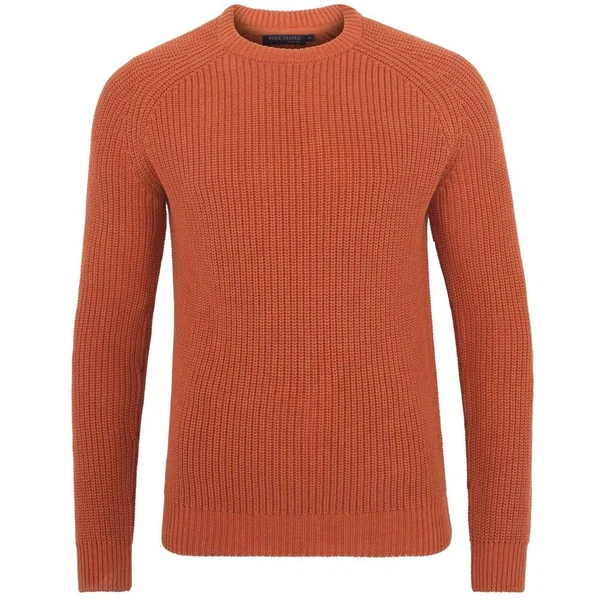 Mens 100% Cotton Fisherman Rib Knit Jumper - Autumn Glaze, XL