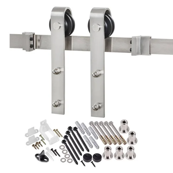 TRUporte 78.75 in. Stainless Steel Bent Strap Barn Door Hardware