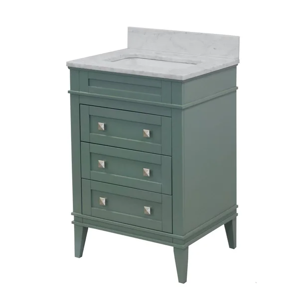 Eleanor 24x22 Single Bathroom Vanity Set Base Finish: Powder Blue - Top Finish: Carrara Marble