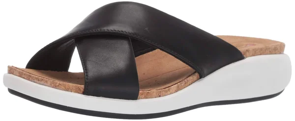 Clarks Women's Un Bali Go Slide Black Leather 7