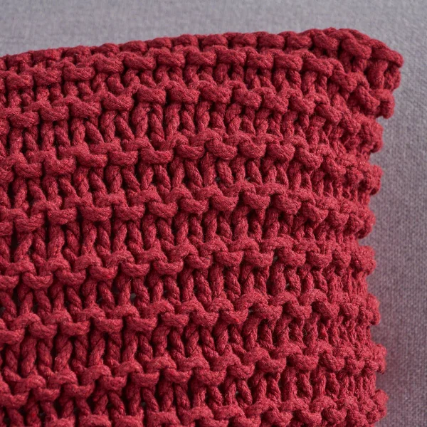 17.25x22 Burgundy Red Contemporary Square Knitted Throw Pillow