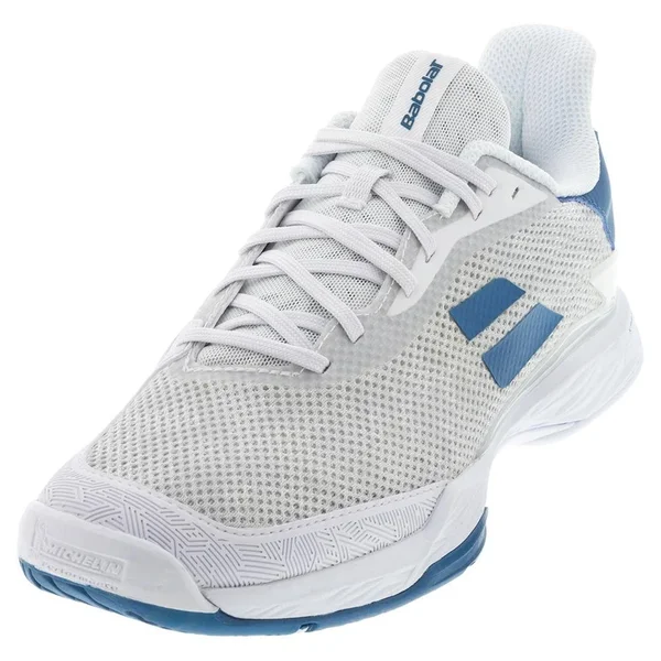 Babolat Men's Jet Tere Tennis Shoes White and Blue, White, 11
