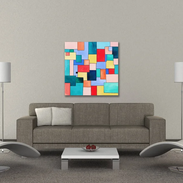 Tangletown Fine Art 24x22x24x22 Curacao by Evan Stuart Marshall Wall Art Print on Canvas Multi Blue