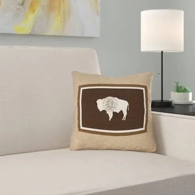 Wyoming State Flag Pillow in - Cotton Twill Double Sided Print/Pillow Cover East Urban Home Size: 14x22 x 14