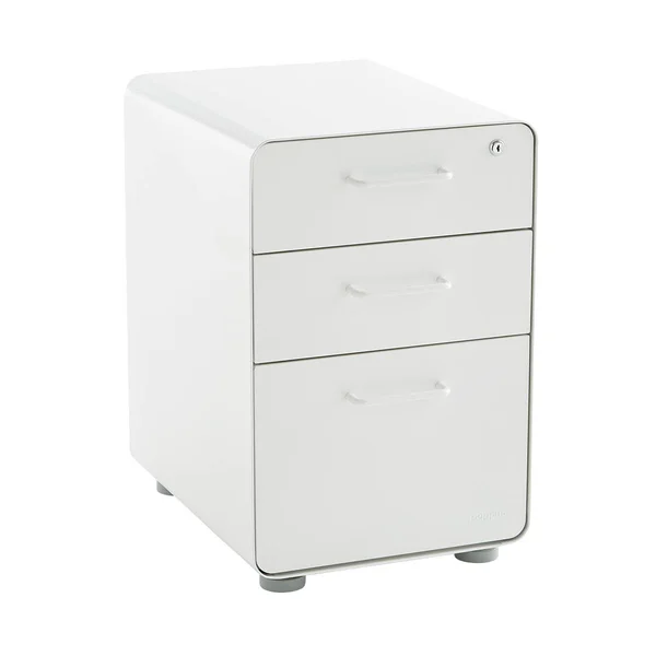 Poppin 3 Drawer Stow Locking Filing Cabinet - White - 15-3/4x22 x 20x22 x 24x22 H - Each