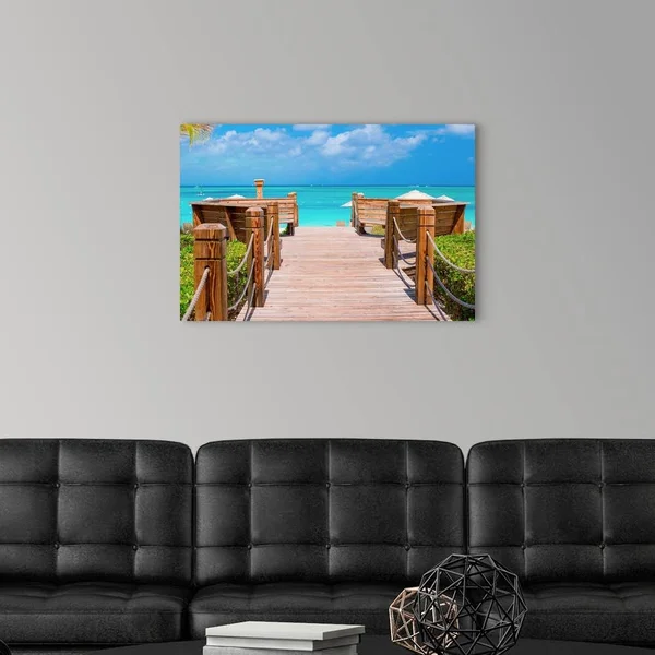 Tropical Landscape on Providenciales Island in The Turks and Caicos, Large Solid-Faced Canvas Wall Art Print, Great Big Canvas