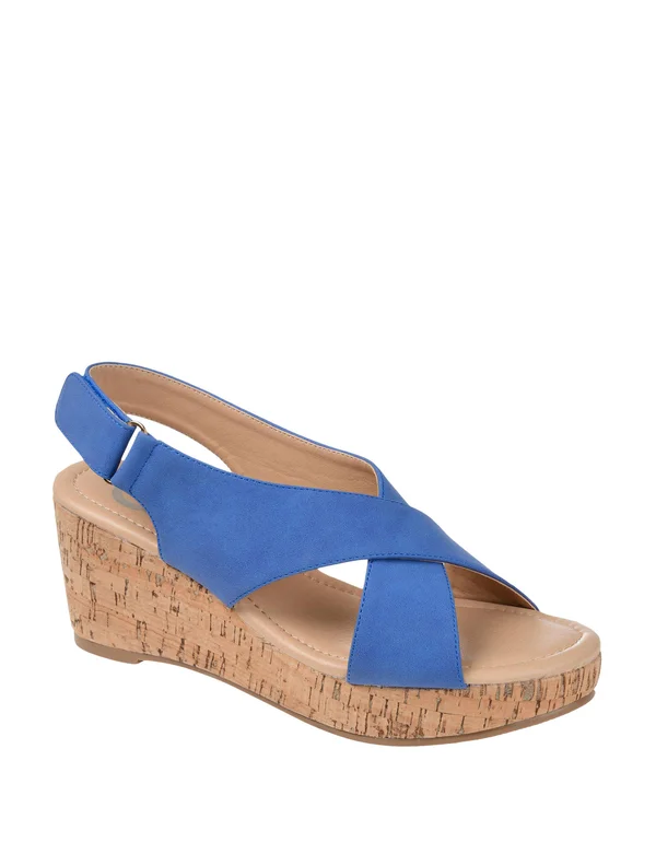 Journee Collection Women's Jenice Wedge Sandal Blue 8