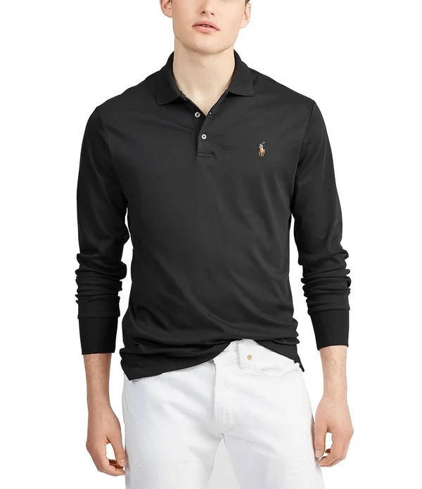 Polo Ralph Lauren Men's Long Sleeve Soft Cotton Polo Shirt Polo Black
