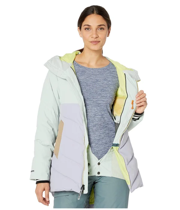 Burton Women's Loyle Down Jacket, Aqua Gray, Lilac Gray, Timber Wolf, Sunny Lime, Xs