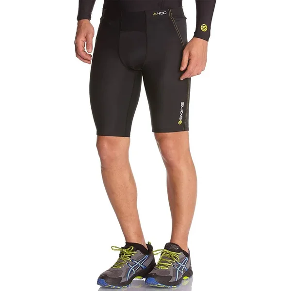 Skins Men's A400 Compression Half Tights - Black/Yellow Size X-Small