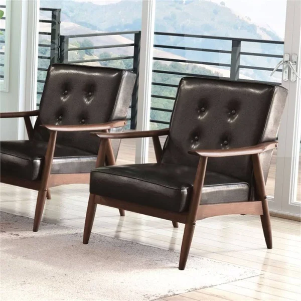 Brika Home Faux Leather Arm Chair in Black - BR-1578259