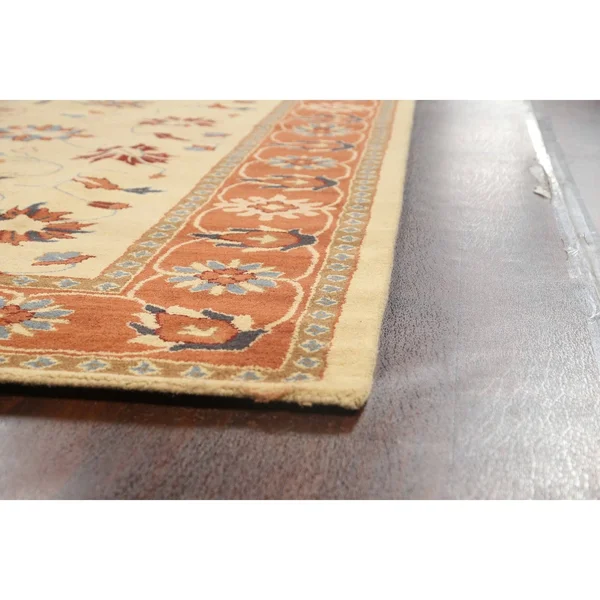 Floral Oriental Traditional Area Rug Hand-Tufted Wool Carpet 9x12, Size: 9& x 12&, Gold