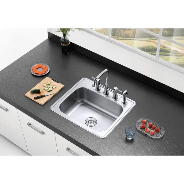 Kingston Brass GKTS252210 Gourmetier Studio Brushed Nickel Self Rimming Single Bowl Sink