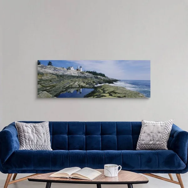 Lighthouse at The Coast, Pemaquid Point, Maine, Canvas Wall Art, 60x20, Great Big Canvas