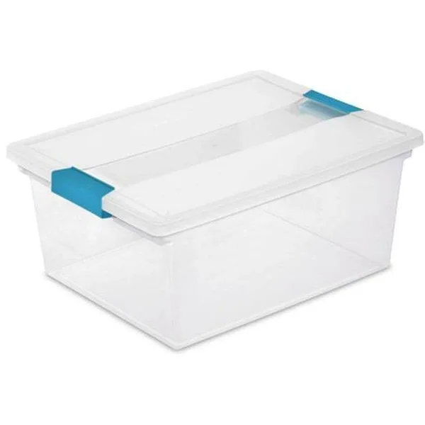 Sterilite Deep File Clip Box Clear Storage Tote Tub Container with Lid - 12 Pack