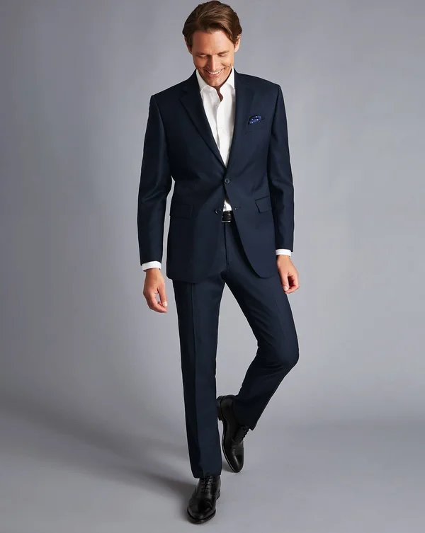 Twill Business Suit Wool Jacket - Navy