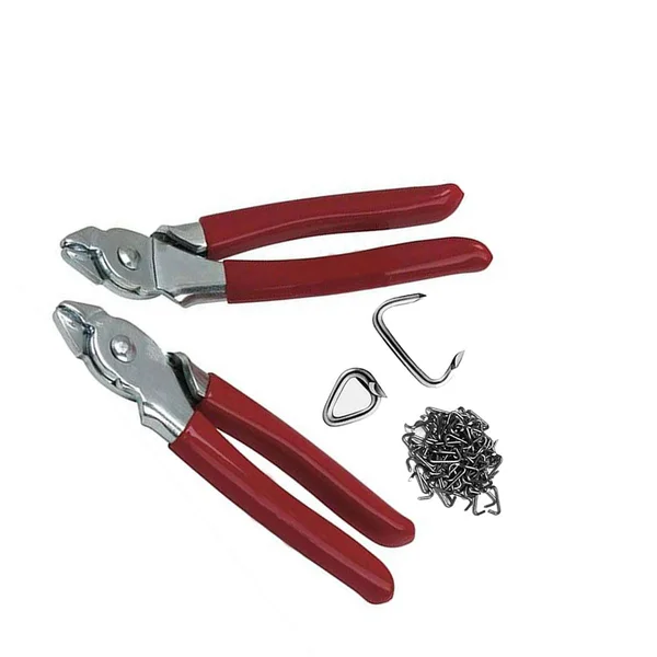 Drake Off Road Hog Ring Pliers 150 Rings 3/4 Kit Straight and Bend 2 Plier for Automotive Upholstery Supplies Tools 1274500