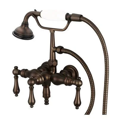 dcor Design DCRN3705 32609023 Stonington 3 Wall Mounted Clawfoot Tub Faucet with Handheld Shower Finish: Oil Rubbed Bronze, Hand