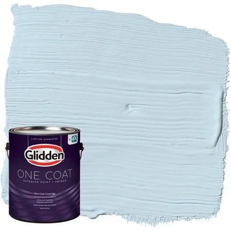 Glidden One Coat Exterior Paint + Primer, Blue Pearl/Off-White, 1 Gallon, Flat, Beige