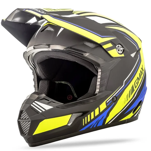 GMAX MX46 Uncle Helmet Large Black/Hi-Vis/Blue