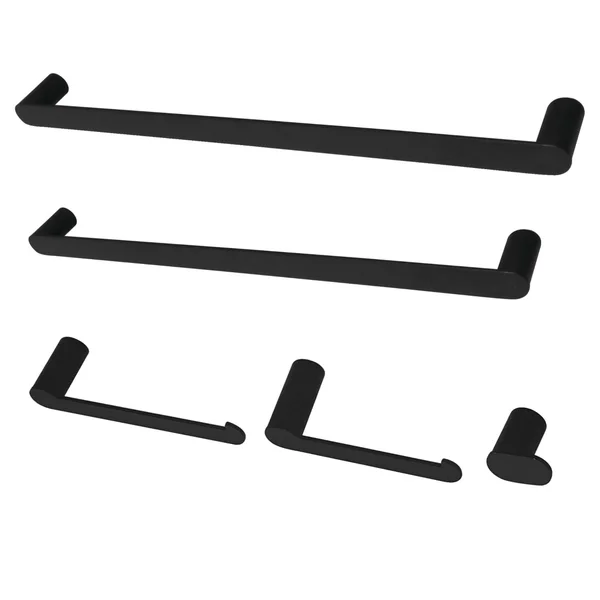 Kingston Brass BAHK6112478MB Dessau 5-Piece Bathroom Accessory Set, Matte Black