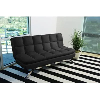 Terpstra 70.5x22 Faux Leather Armless Sleeper Orren Ellis Fabric: Black Faux Leather