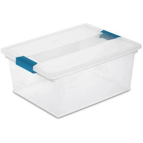 Sterilite Deep File Clip Box Clear Storage Tote Tub Container with Lid - 12 Pack