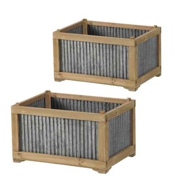 Au0026B Home Planter - Weathered Brown, Galvanized Gray