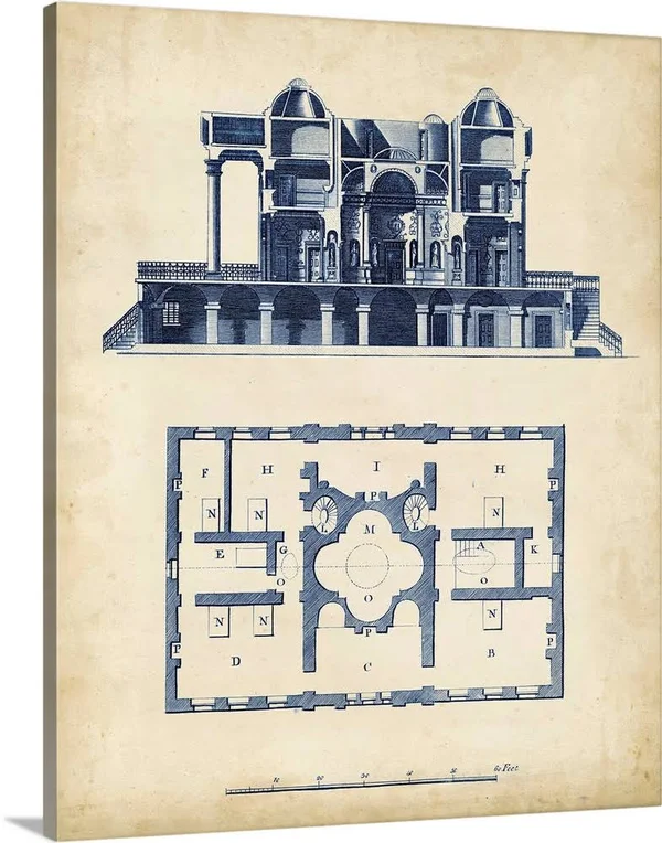 Architectural Blueprint III, Canvas Wall Art, 36x45, Great Big Canvas