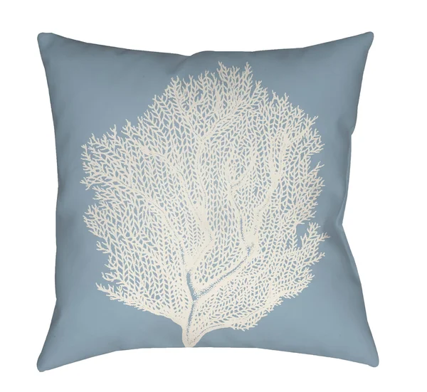 20x22 Blue and White Coral Printed Square Throw Pillow Cover