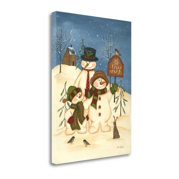 Tangletown Fine Art 'Snowman Family Joy' Print on Canvas - Beige