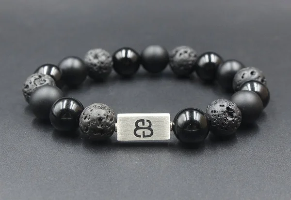 Onyx, Lava Stone, and Obsidian Bracelet, Men's Black Bracelet, Black Onyx Bracelet, Lava Stone Bracelet, Black and Silver Bracel