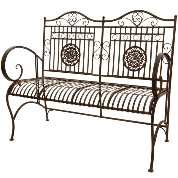 Oriental Furniture Rustic Metal Garden Bench - Rust Patina