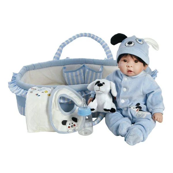 Paradise Galleries Boy Baby Doll, Finn & Sparky, 17 inch Baby in Gentletouch Vinyl