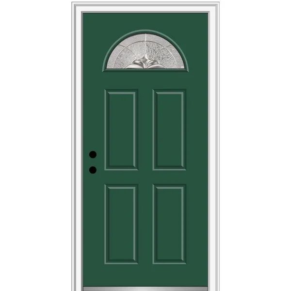 MMI Door 36 in. x 80 in. Heirlooms Right-Hand Inswing 1/4-Lite Decorative 4-Panel Classic Painted Steel Prehung Front DOOR, Hunt