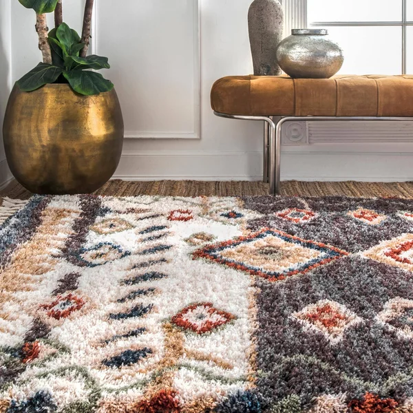nuLOOM Rosemarie Southwestern Moroccan Shag Runner Rug, 2& 6x22 x 10&, Blue