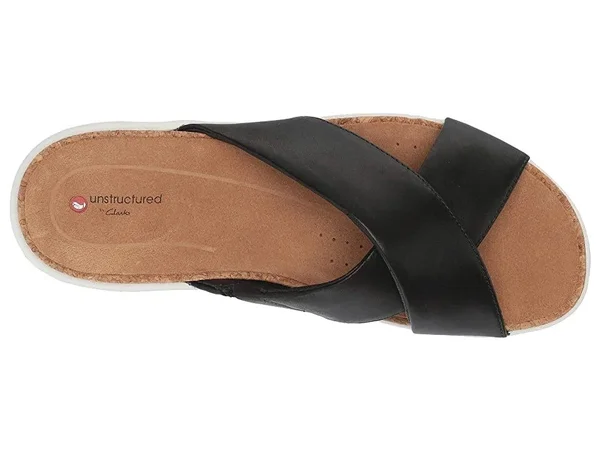 Clarks Women's Un Bali Go Slide Black Leather 7